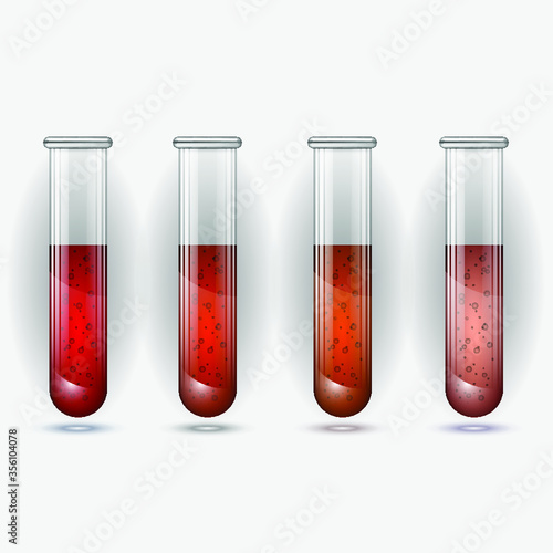 test tube with red liquid isolated on white