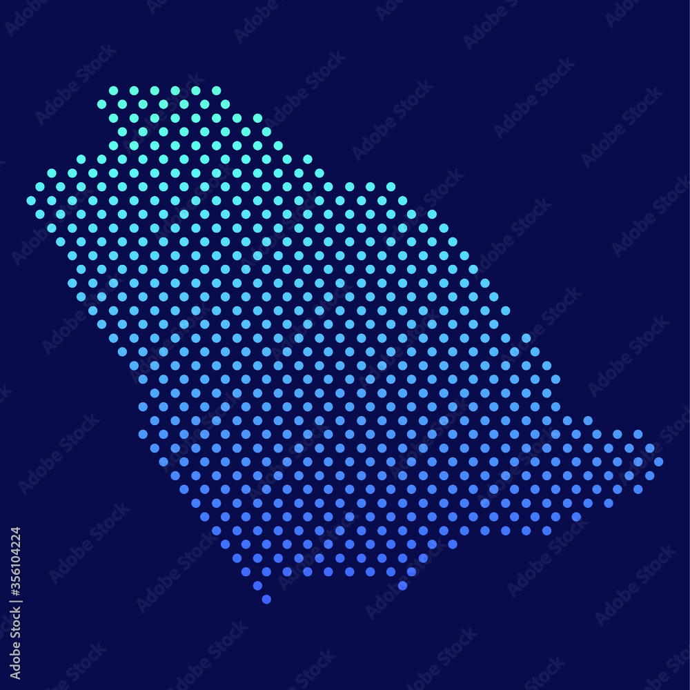 Saudi Arabia Dotted Map Vector Round Design Gradient Art