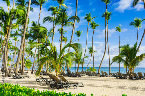 Caribbean sea view from luxury resort, bavaro beach, Punta cana, Dominican Republic