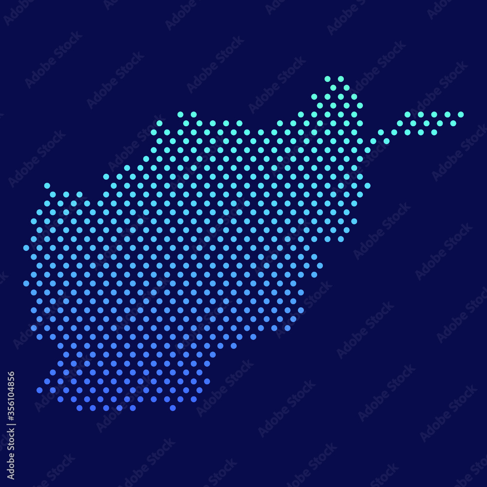 Afghanistan Dotted Map Vector Round Design Gradient Art