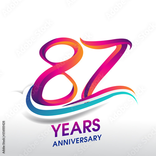87th Years Anniversary celebration logo, birthday vector design.