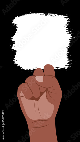 Black Lives Matter. Vector Illustration with place for text and strong fist on black background. Protest against racism and social inequality concept. For social media, web, banner
