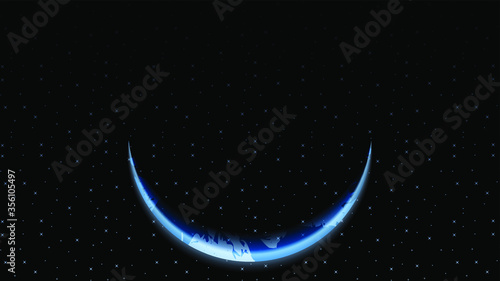 Dark Space Universe Background With Glow Stars And Moon Vector Planet