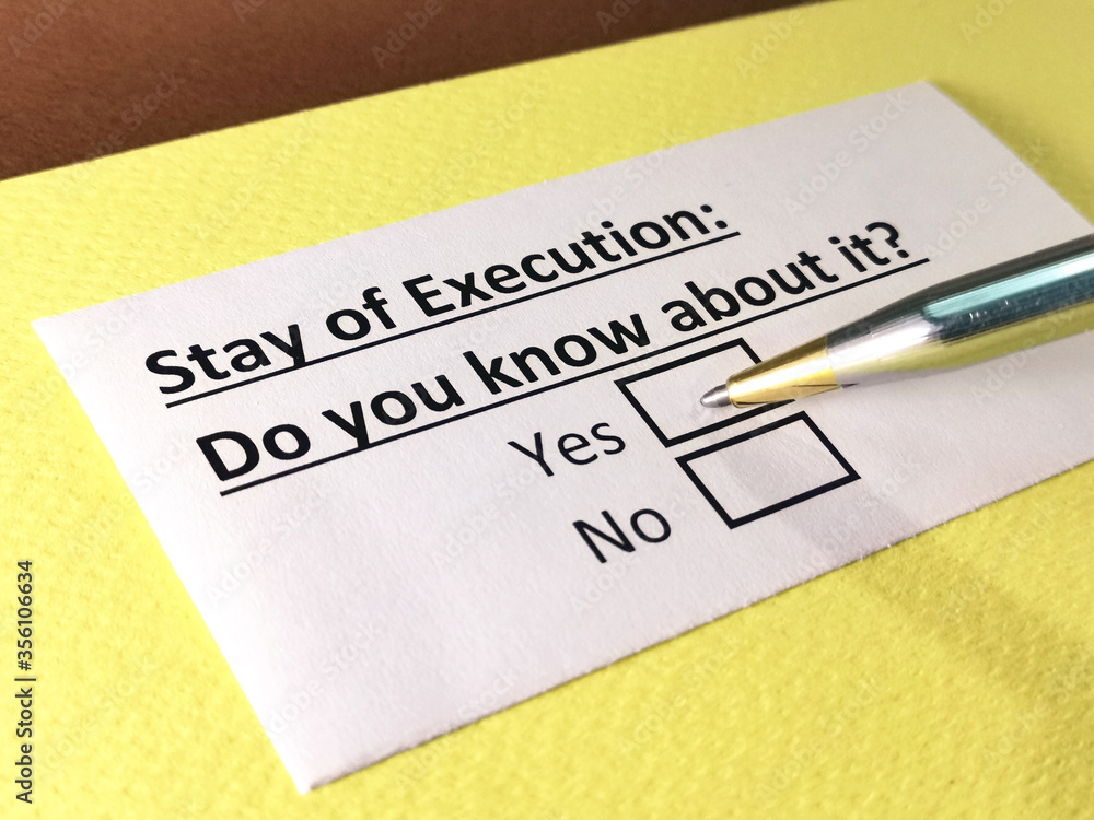 One person is answering question about stay of execution. One person is answering question about stay of execution.