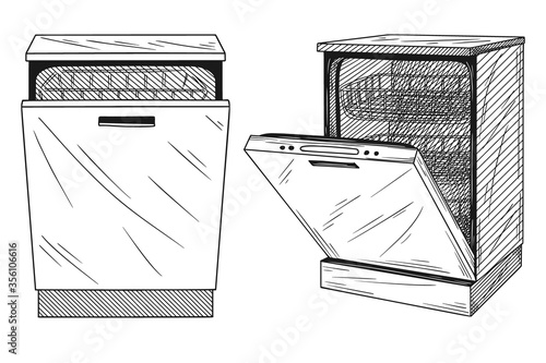 Dishwasher isolated on white background. Vector illustration