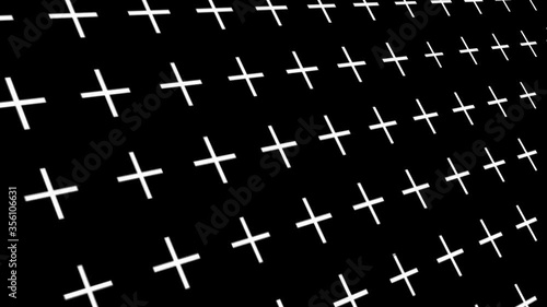 PLUS SIGN PATTERN ANIMATION FOOTAGE. MODERN ROTATION BASIC TETXURE ON BLACK BACKGROUND