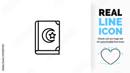 Editable line icon of the Quran 