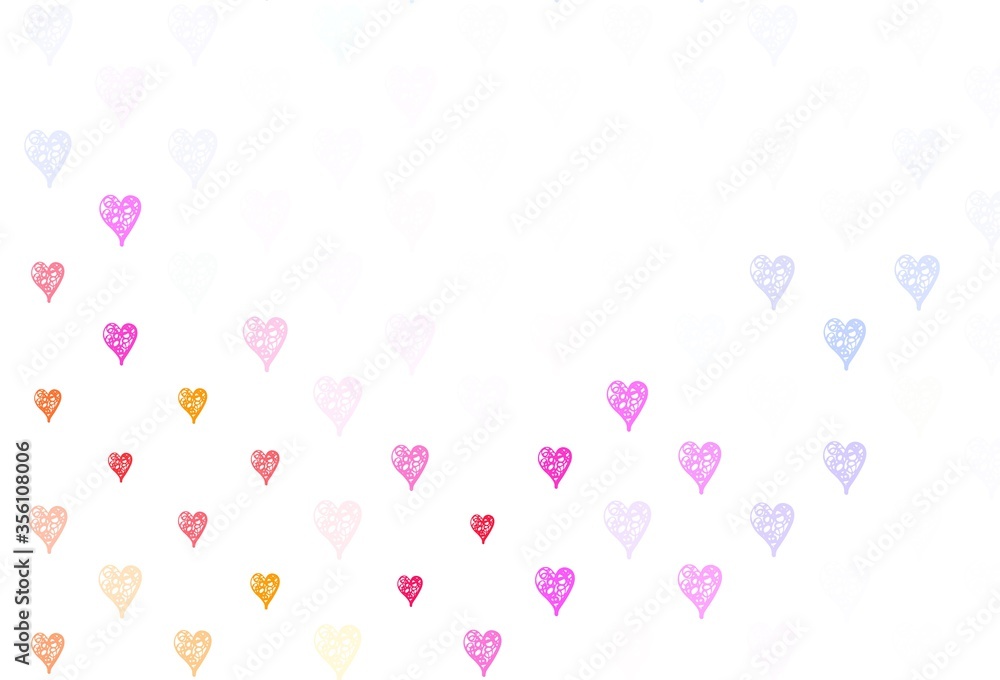 Light Blue, Red vector background with Shining hearts.