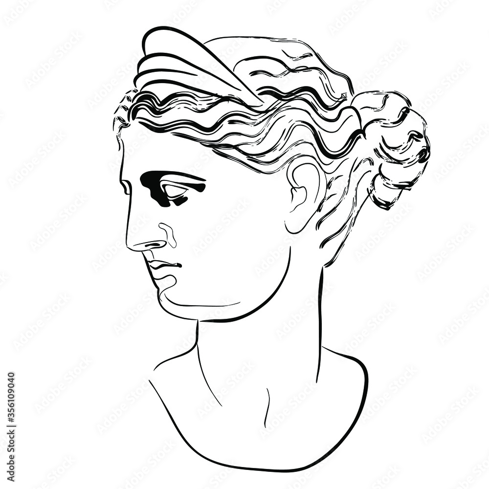 Vector linework of Cabeza-Afrodita on white background Vector linework of Cabeza-Afrodita on white background