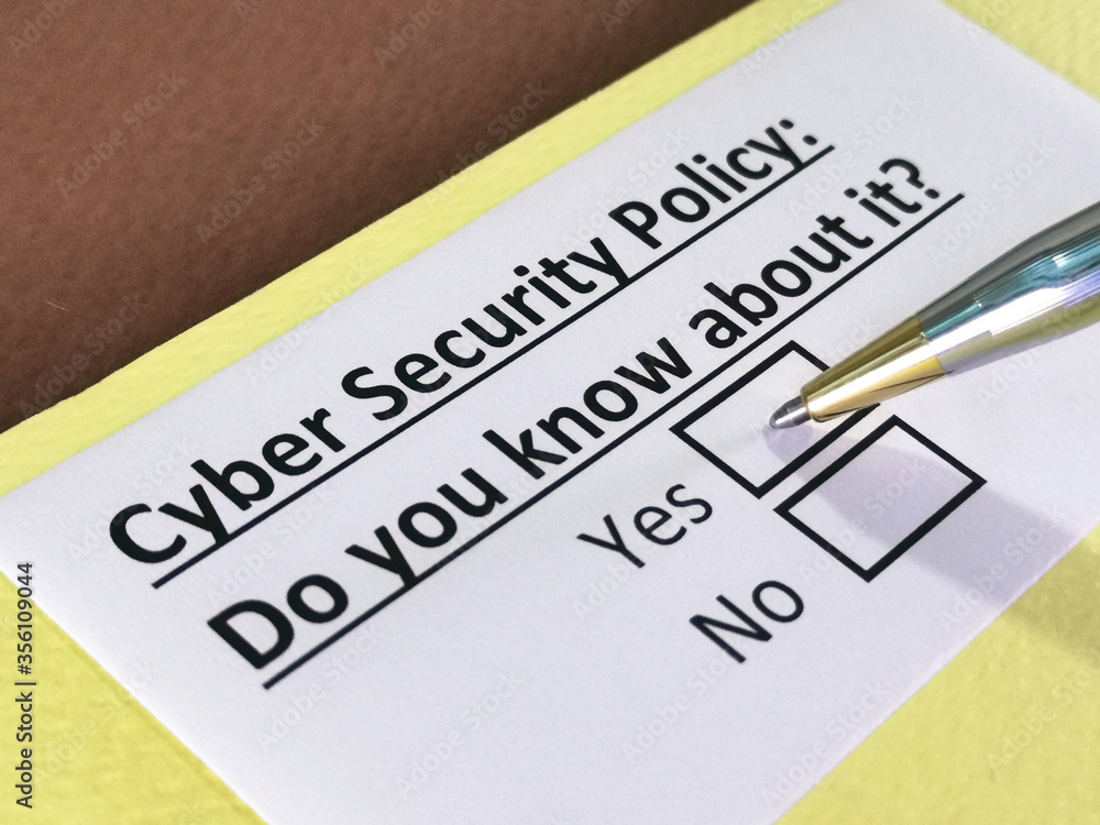 One person is answering question about cyber security policy. One person is answering question about cyber security policy.