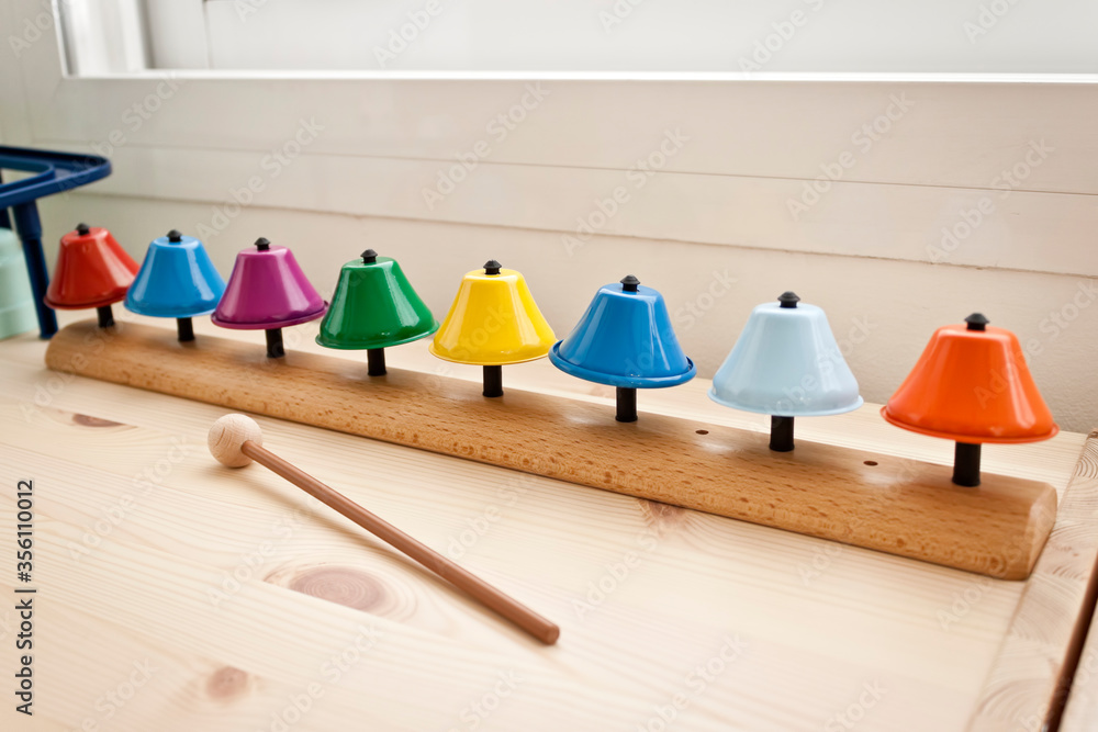 Children music therapy color bells. Therapeutic instrument Stock Photo |  Adobe Stock