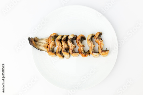 Grilled eel on white background