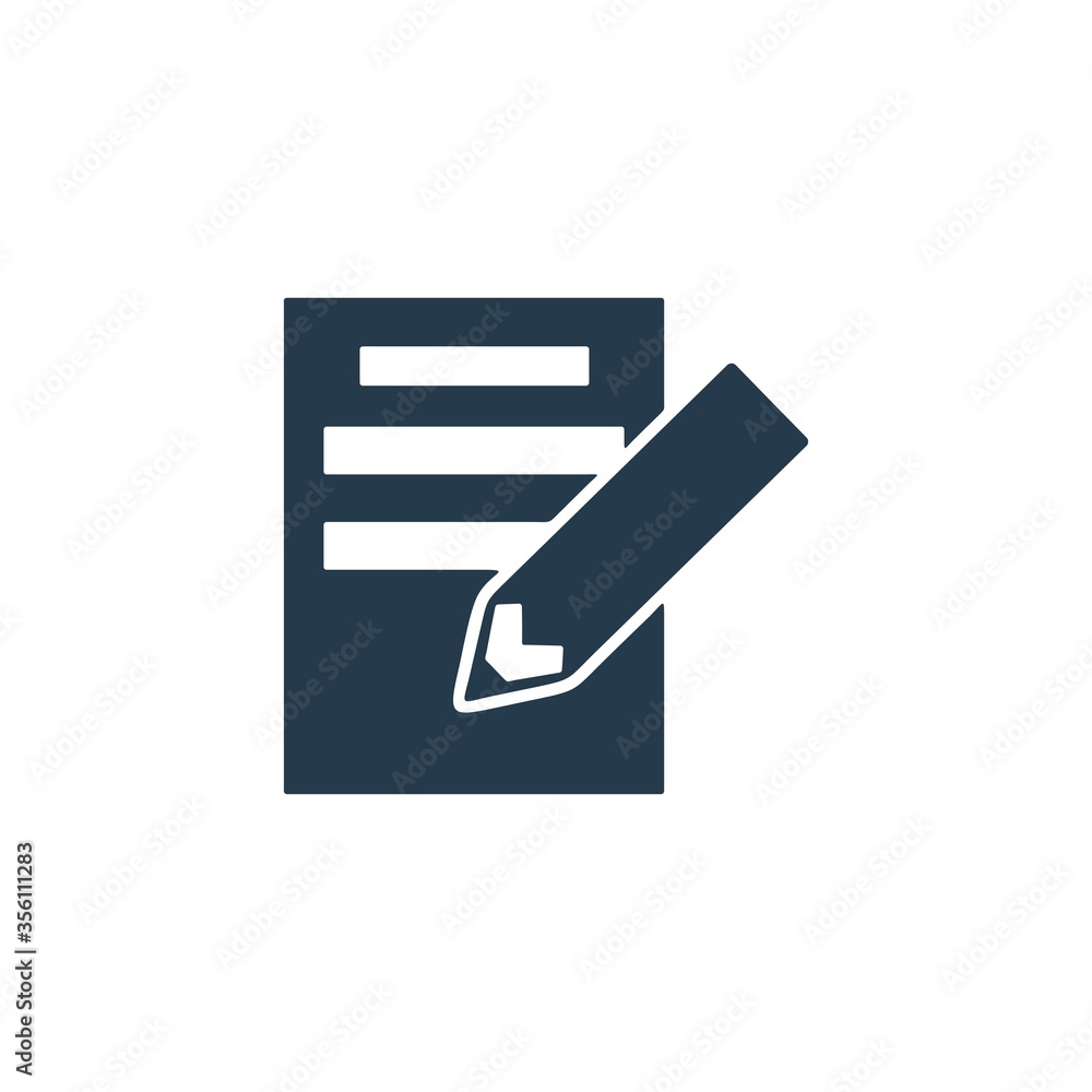 Paper and pen icon. Signing report or document icon. Paper and pen icon. Signing report or document icon.