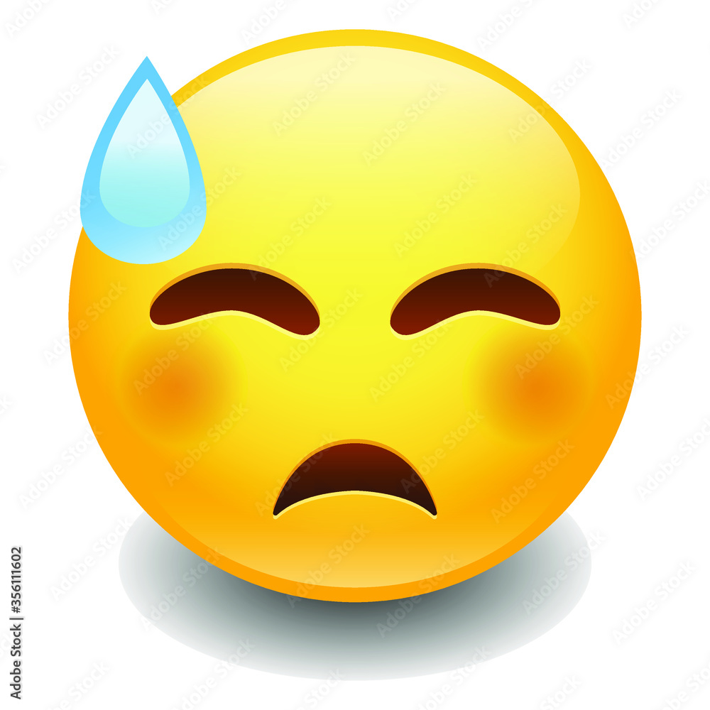 Fototapeta premium Sweat Tear Expression Emoji Smiley Face Vector Design Art