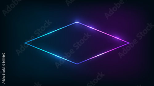 Neon rhomb frame with shining effects 