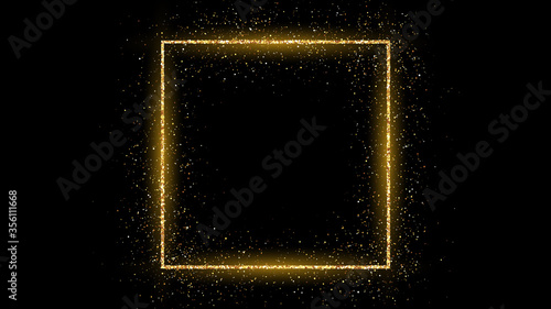 Golden square frame with glitter