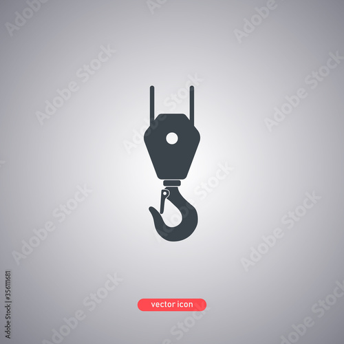 Hook icon isolated on a gray background. 