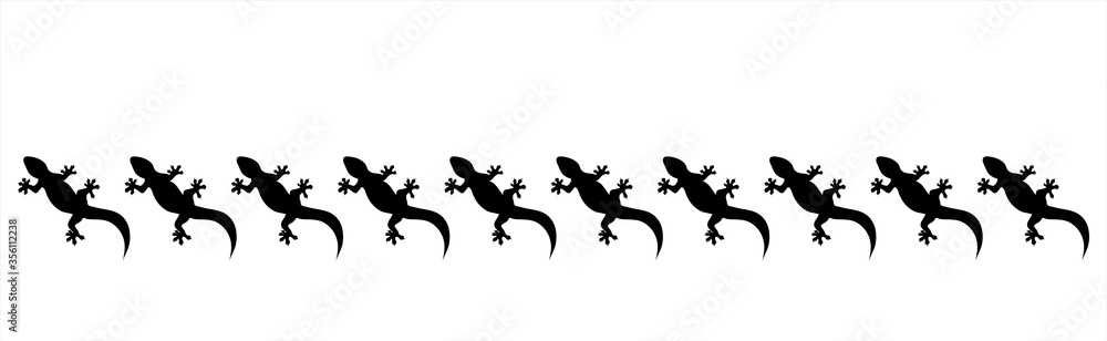 Fototapeta premium Vector silhouette of collection of lizards on white background. Symbol of ocean animals.