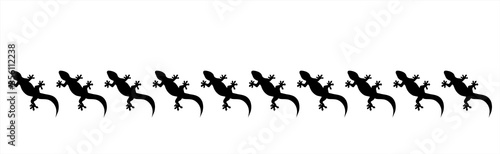 Vector silhouette of collection of lizards on white background. Symbol of ocean animals.