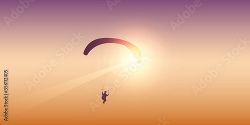 paragliding at sunset in the sky vector illustration EPS10