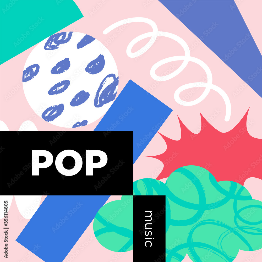 Pop music playlist. Vector, cover playlist, thumbnail design. Stock Vector  | Adobe Stock