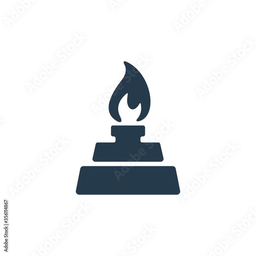 Laboratory burner on white background. Science experiment tools. Chemistry research equipment icon.