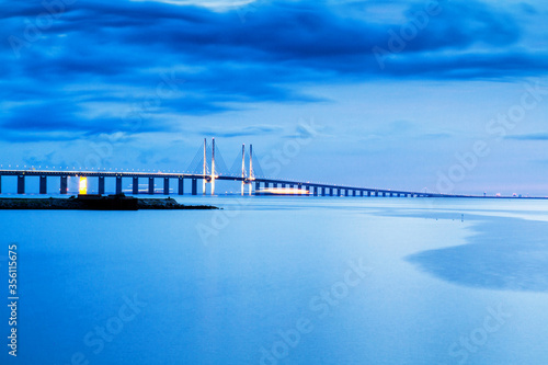 An image of the 'oresundsbron' the bridge that connects Sweden with Denmark and one of the longest of its kind in the world. photo