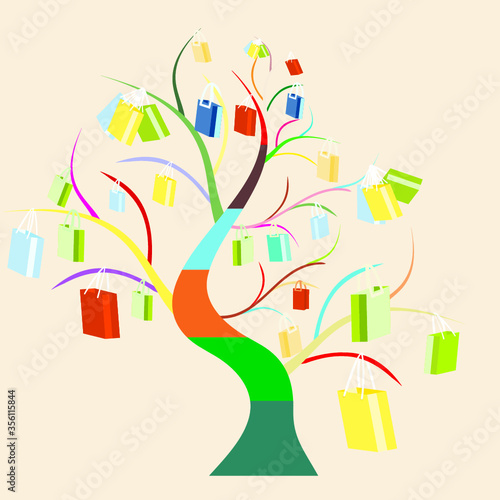 vector sale colorful tree with shopping bags © vadim yerofeyev