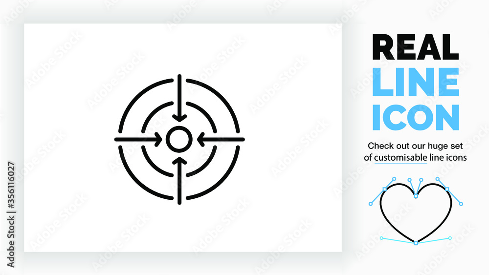 Editable line icon of a focus point Editable line icon of a focus point