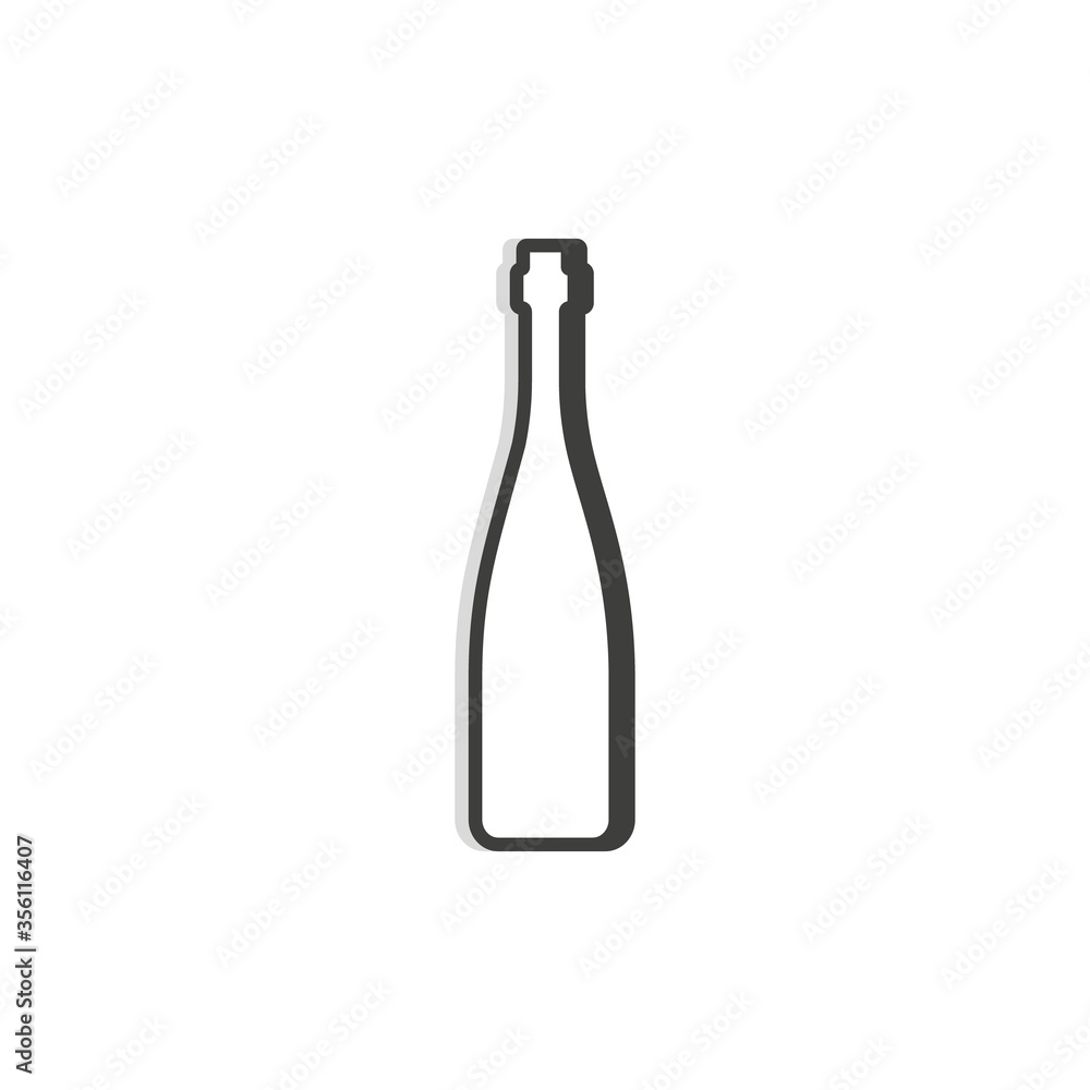 Red wine bottle line. Simple template. Isolated object. Symbol in thin lines for alcoholic institutions, bars, restaurants, pubs and night clubs. Dark outline. Flat illustration on white background Red wine bottle line. Simple template. Isolated object. Symbol in thin lines for alcoholic institutions, bars, restaurants, pubs and night clubs. Dark outline. Flat illustration on white background