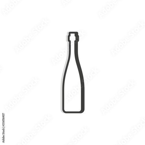 Red wine bottle line. Simple template. Isolated object. Symbol in thin lines for alcoholic institutions, bars, restaurants, pubs and night clubs. Dark outline. Flat illustration on white background
