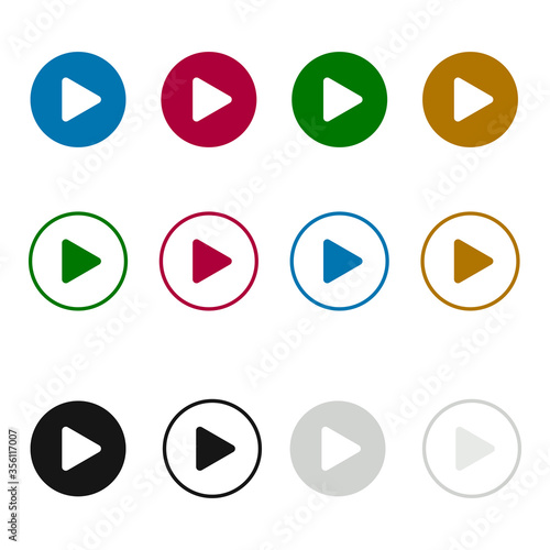 Player Button set icon design. Youtube icon. Vector icon set.