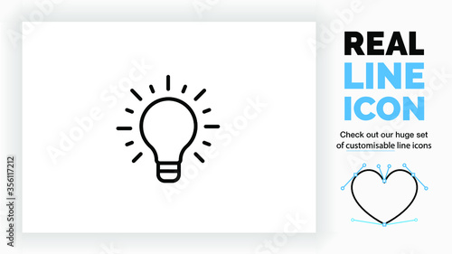 Editable line icon of a lightbulb