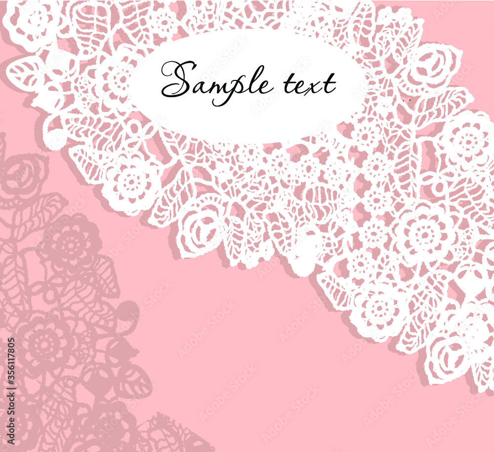 pink floral background with lace pattern