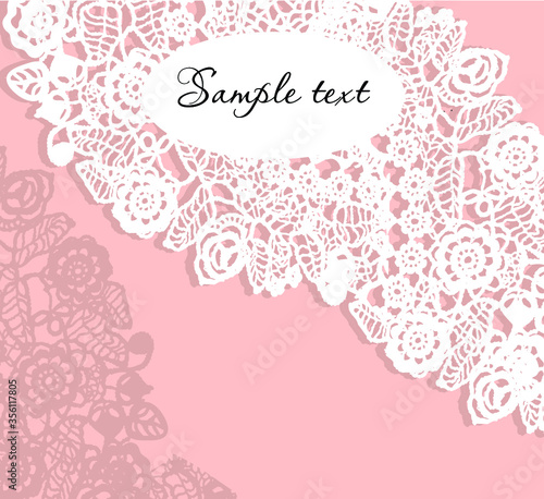 pink floral background with lace pattern