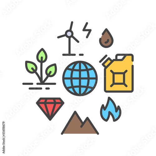 Natural resources color line icon. Sign for web page, app. UI UX GUI design element. Editable stroke.