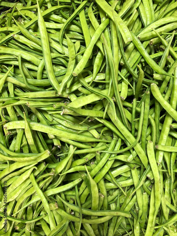 a bunch of green beans in vegetable market a bunch of green beans in vegetable market