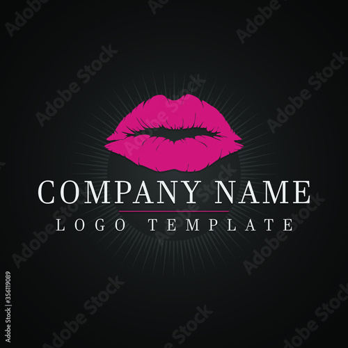 Kiss Icon Logo. Sexy Lips. Logotype Erotic. Flat Carmine Icon.