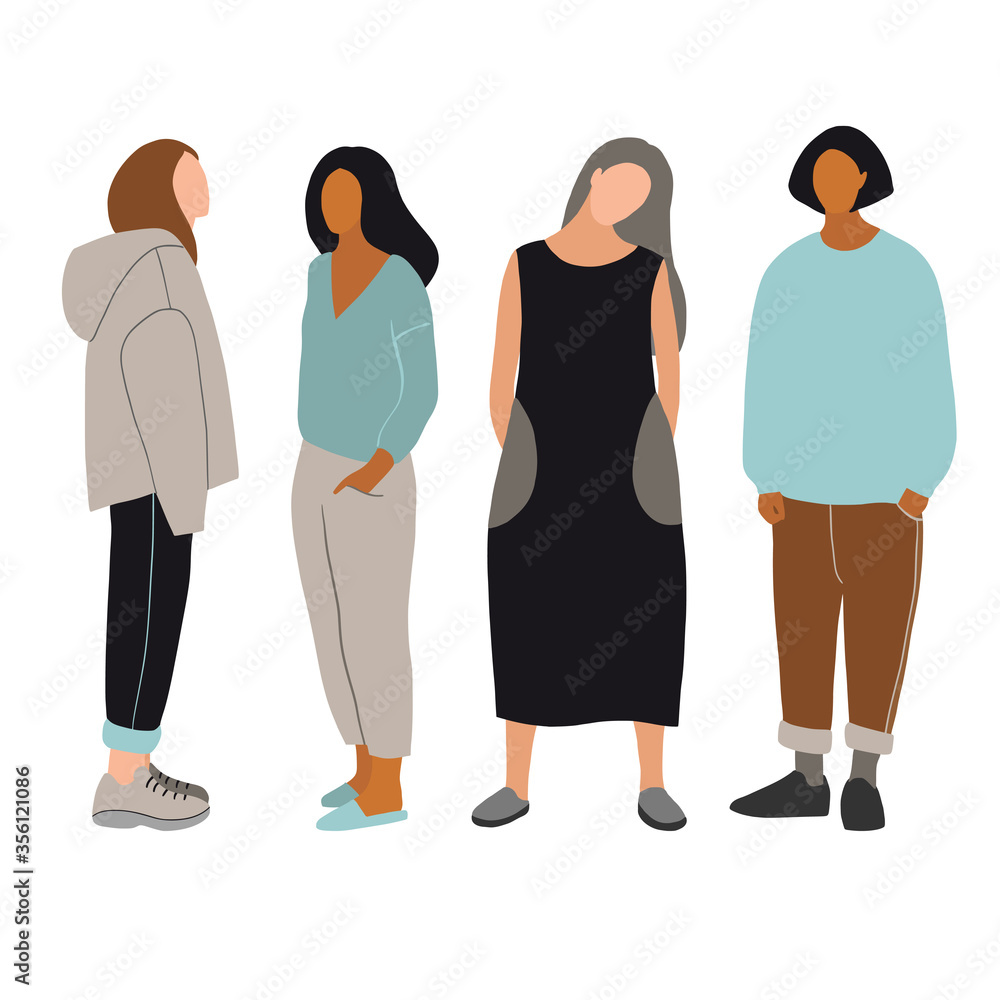 Stylish young women set dressed in trendy clothes Stylish young women set dressed in trendy clothes