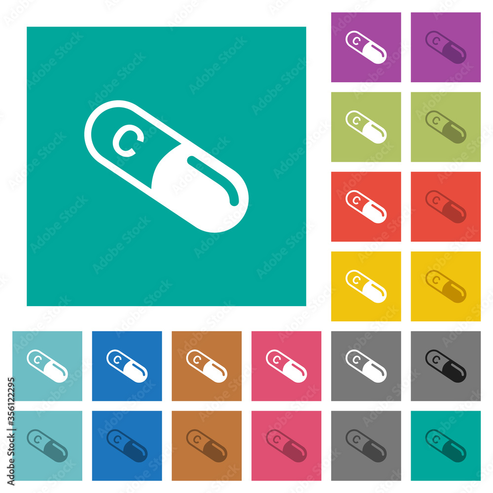 Vitamin C square flat multi colored icons Vitamin C square flat multi colored icons