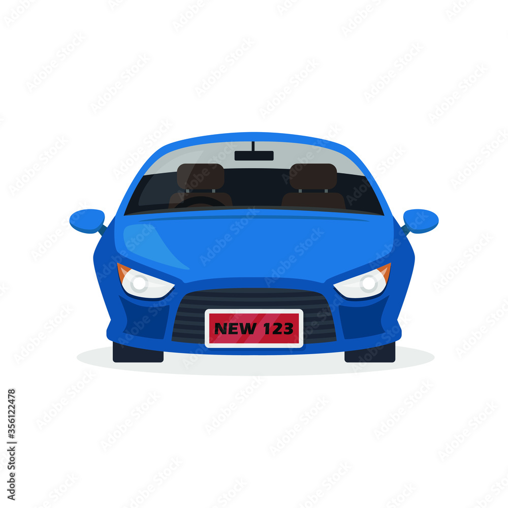 Front of new car simple flat style isolated on white. business concept vector for your design work, presentation, website or others.