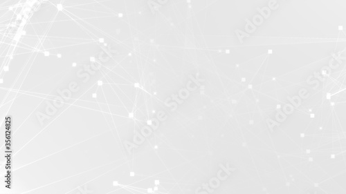 Abstract white gray polygon tech network with connect technology background. Abstract dots and lines texture background. 3d rendering.