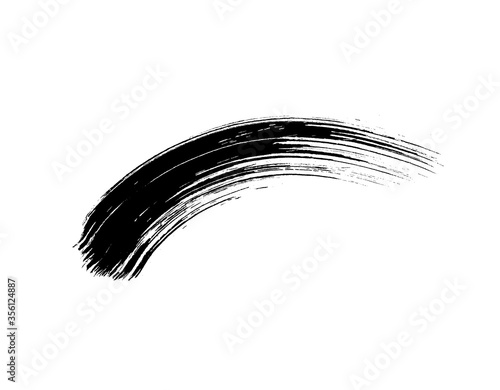 Mascara eyelashes brush stroke makeup isolated on white background. Vector black hand drawn lash scribble texture swatch for fashion cosmetic makeup design photo