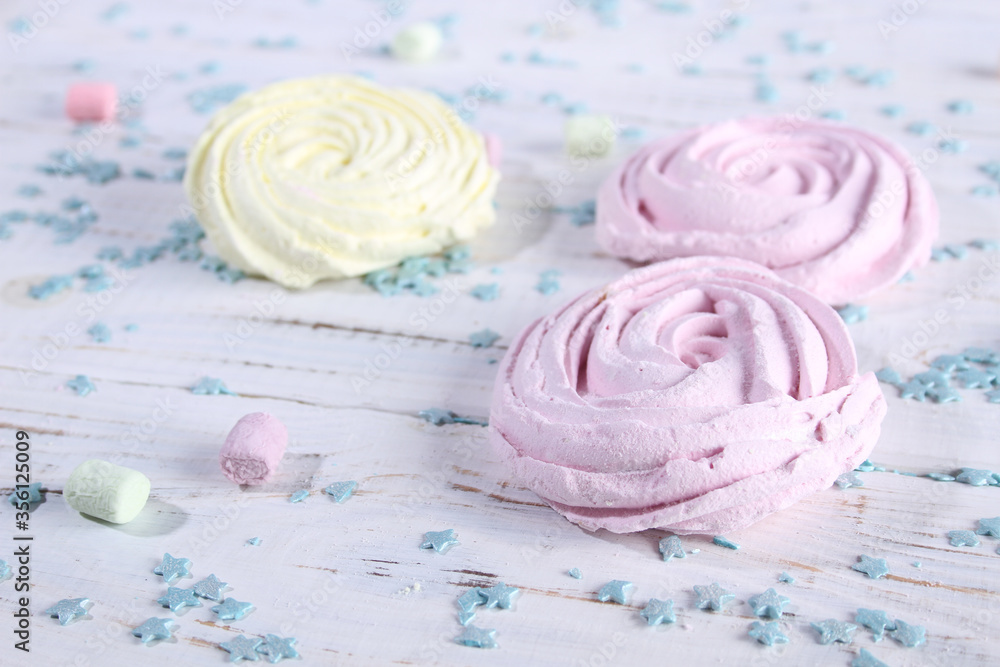 Meringue airy cookies on the table Meringue airy cookies on the table
