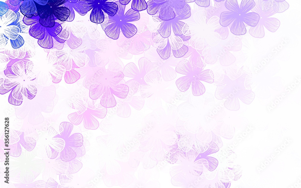 Light Purple, Pink vector doodle texture with flowers