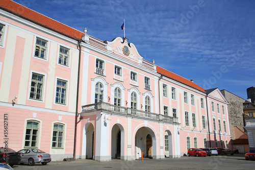 The Parliament of Estonia building on Toompea hill in the central part of the old town, Tallinn, the capital of Estonia. It is dated from the 9th century.