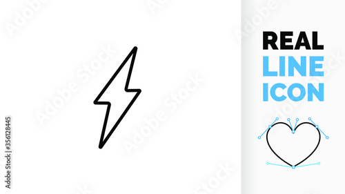 Editable line icon of a lightning bolt
