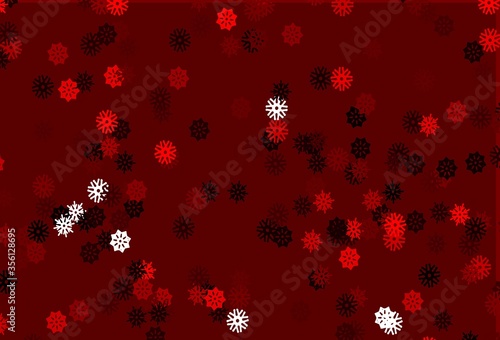 Light Red vector pattern with christmas snowflakes.