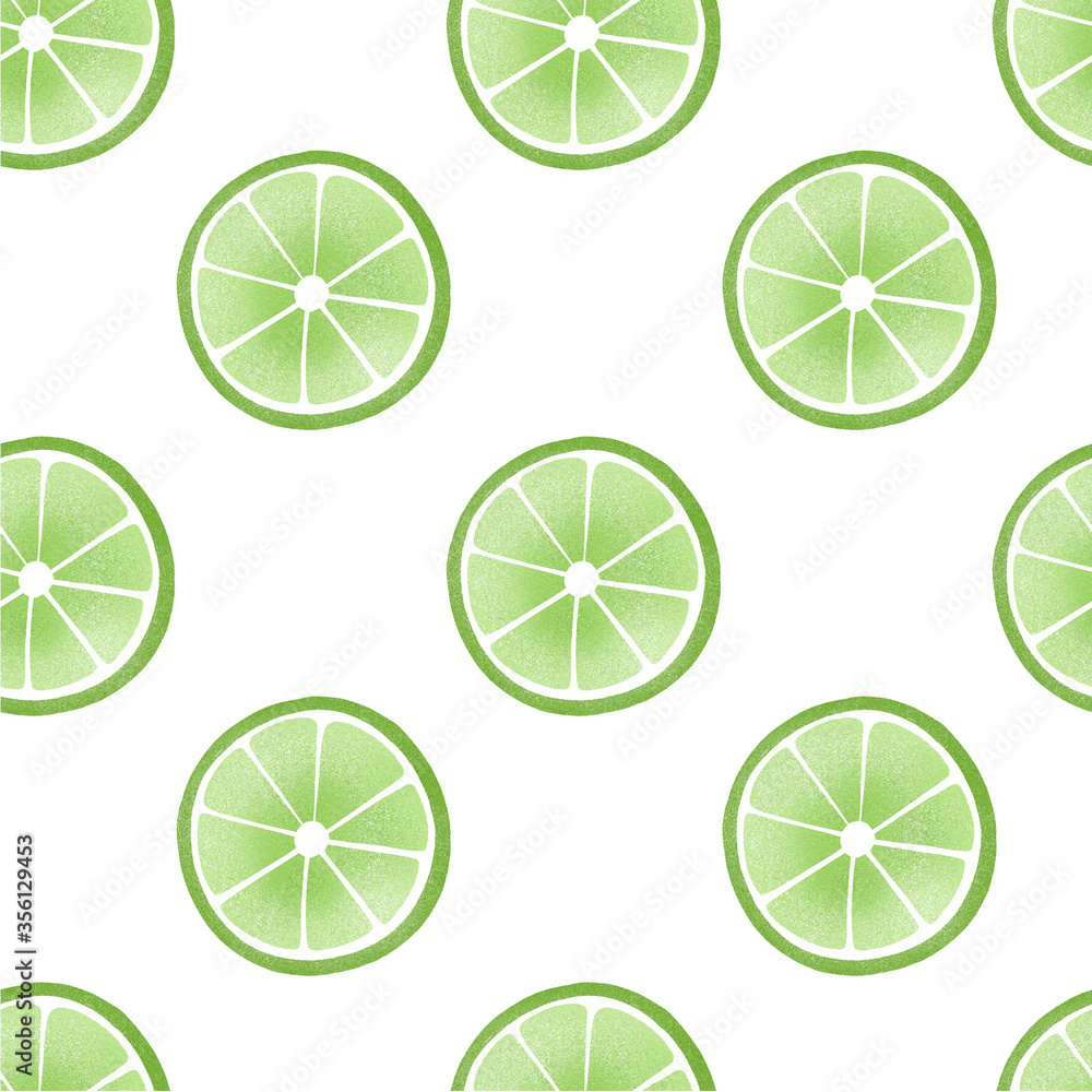 Lime slices seamless pattern. Lime background.