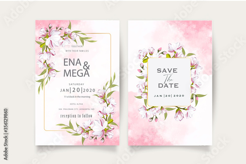 Beautiful cherry blossom wedding invitation template